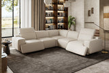 Valencia Valentina Leather Sectional L-Shape Recliner Sofa, Beige