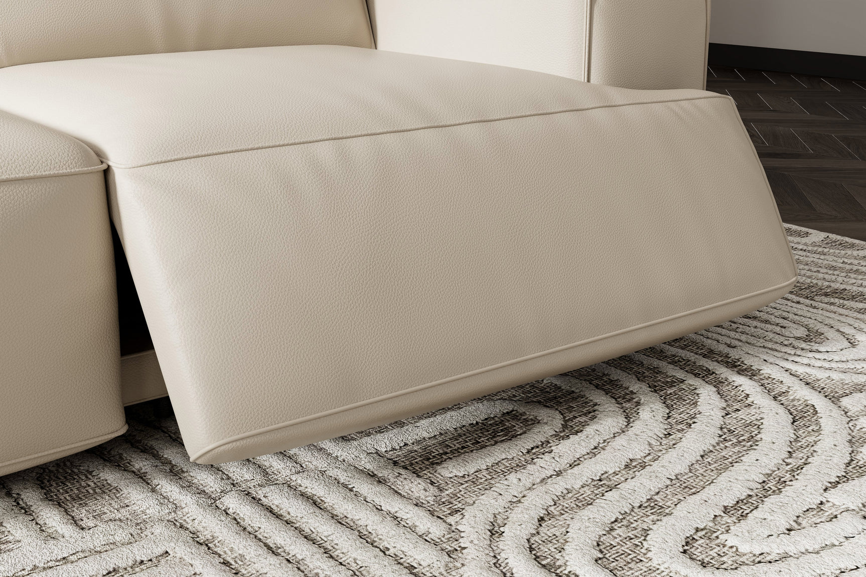 Valencia Valentina Leather Sectional L-Shape Recliner Sofa, Beige