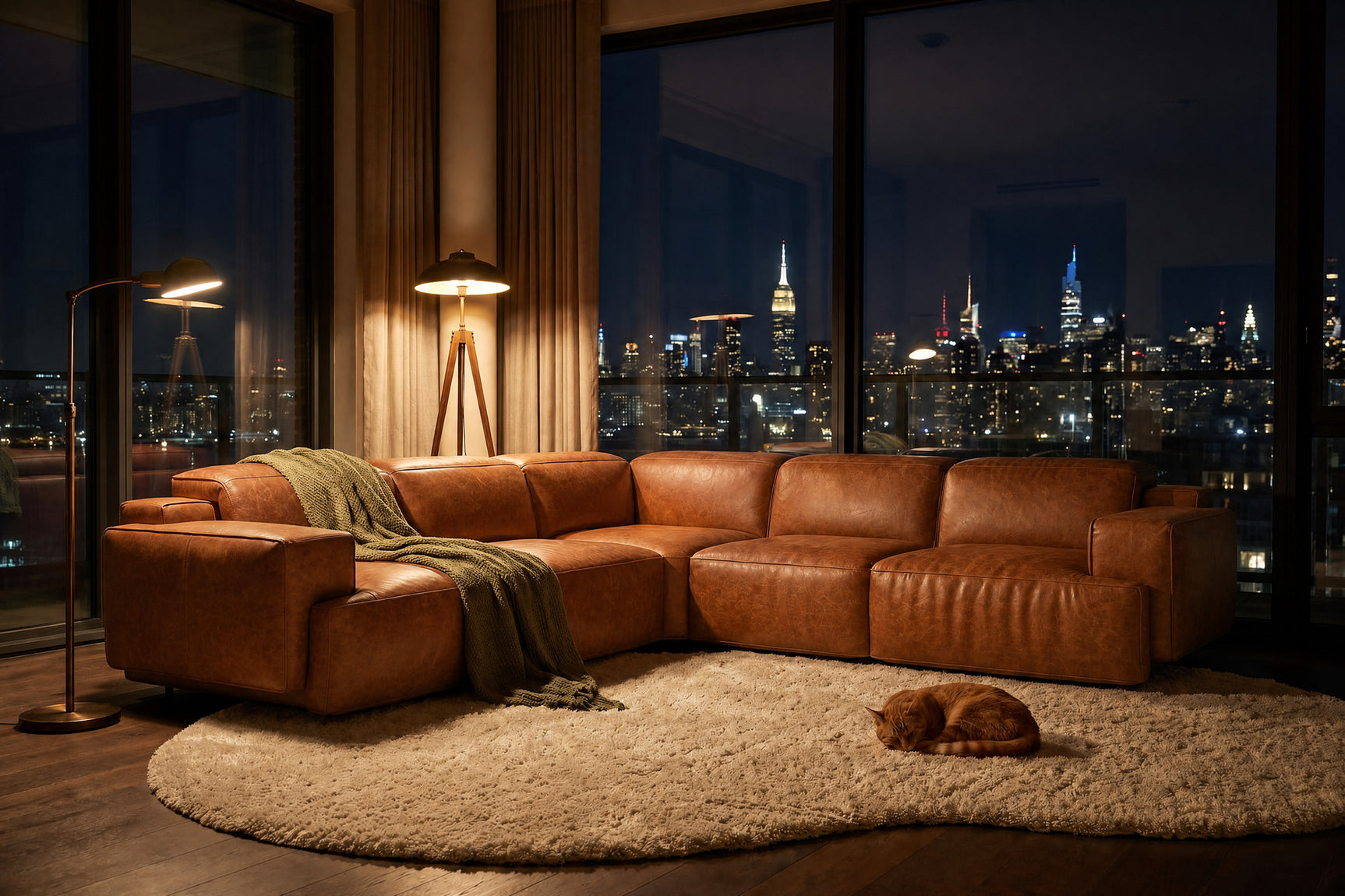 Valencia Valentina Distressed Leather Corner Recliner Sectional Sofa