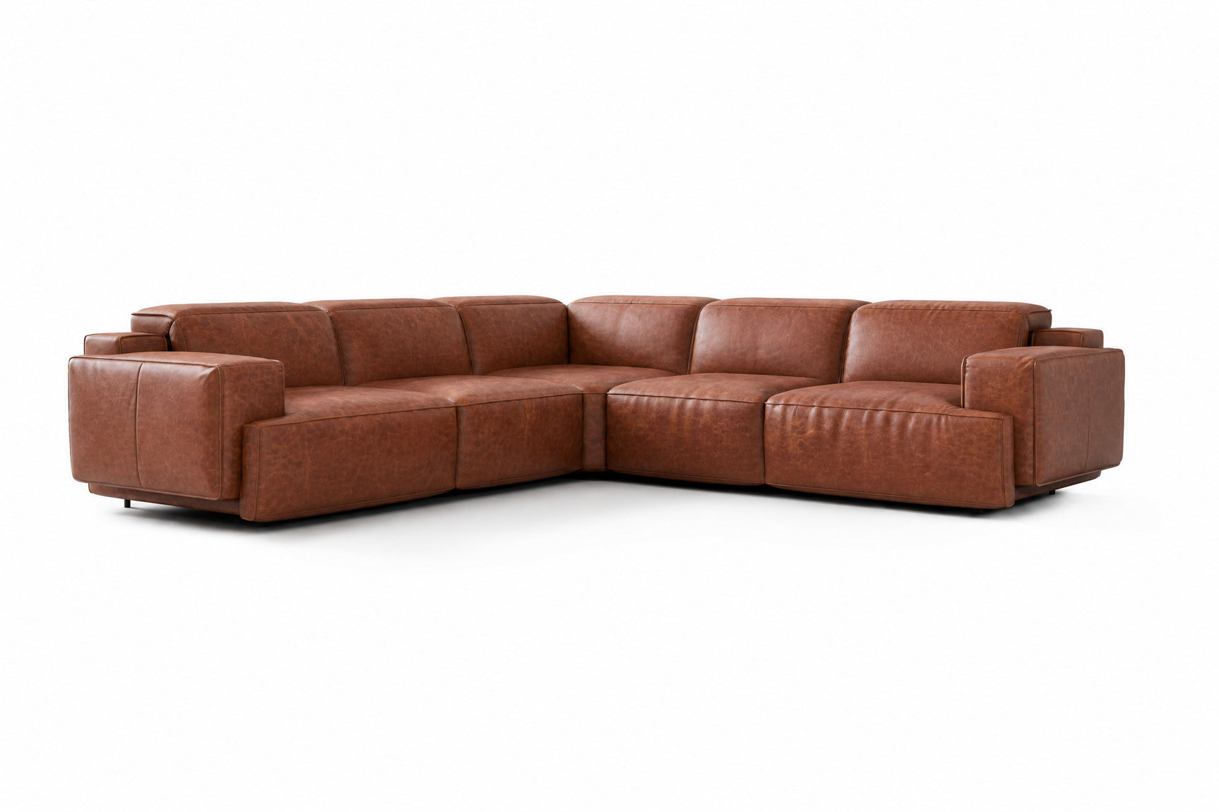 Valencia Valentina Distressed Leather Corner Recliner Sectional Sofa