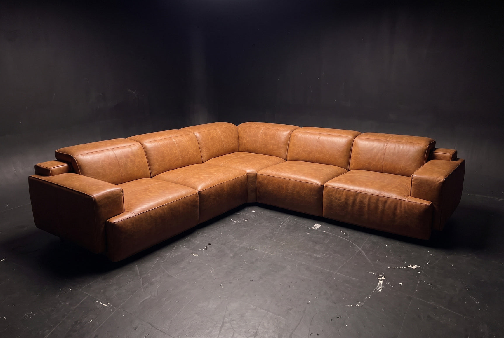 Valencia Valentina Distressed Leather Corner Recliner Sectional Sofa