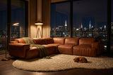 Valencia Valentina Distressed Leather Corner Recliner Sectional Sofa