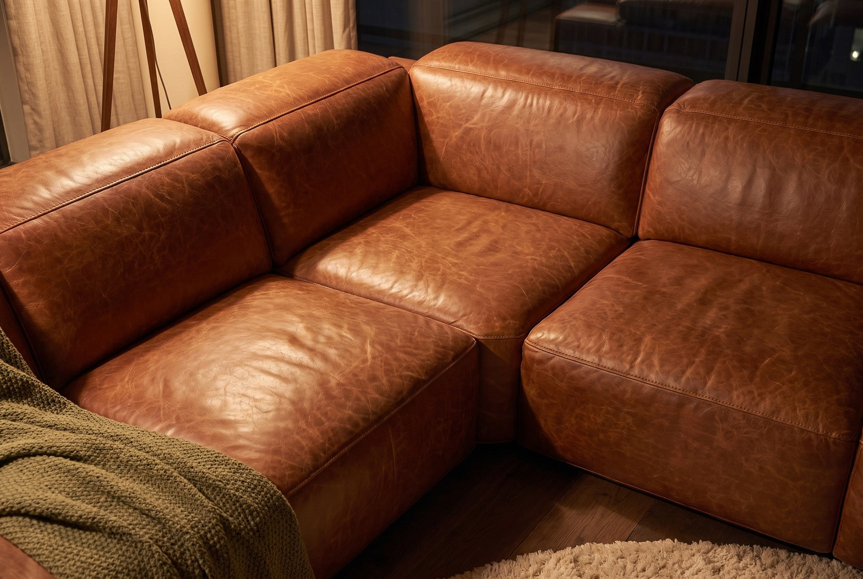 Valencia Valentina Distressed Leather Corner Recliner Sectional Sofa