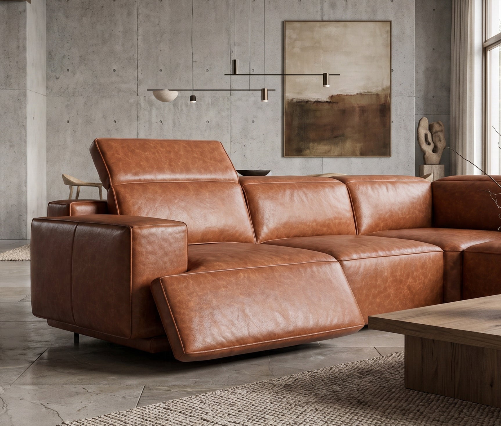 Valencia Valentina Distressed Leather Corner Recliner Sectional Sofa