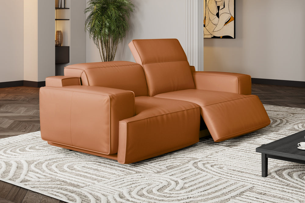 Valencia Valentina Leather Loveseat Recliner Sofa, Cognac