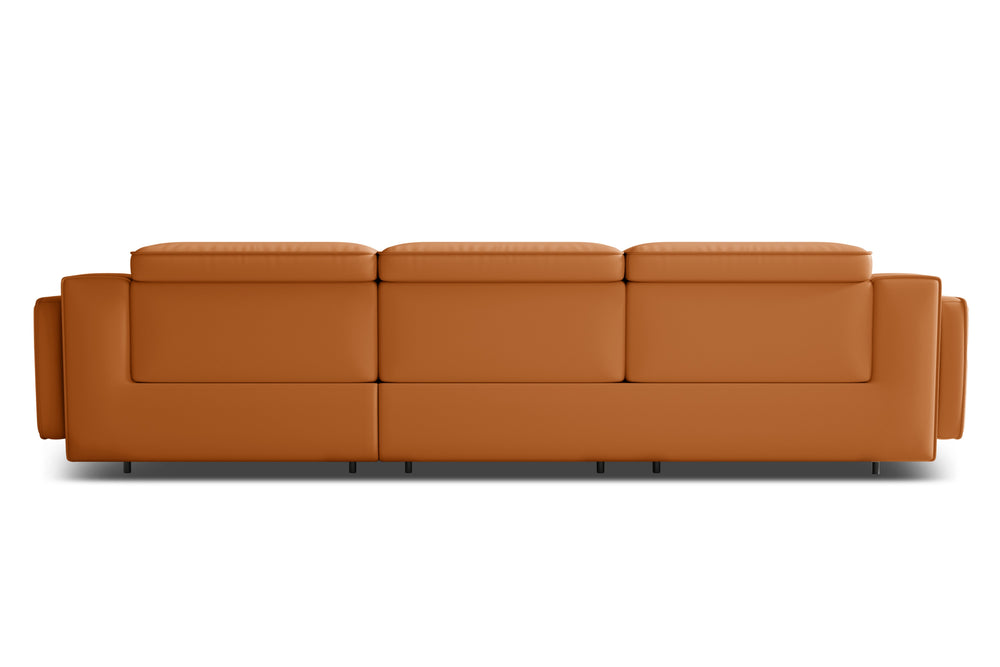 Valencia Valentina Leather Three Seats with Left Chaise Recliner Sofa, Cognac