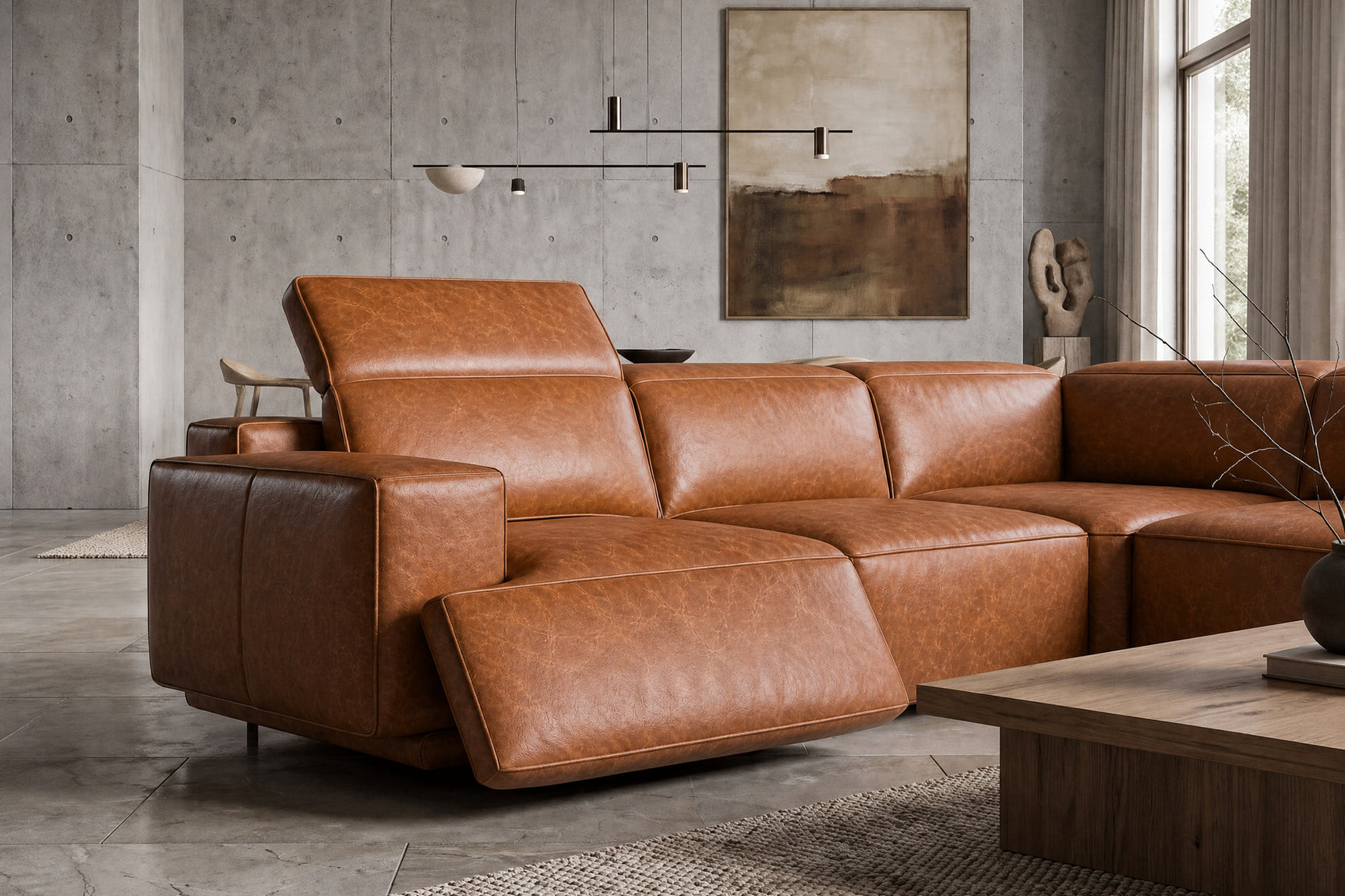 Valentina Distressed Leather Recliner Sofa
