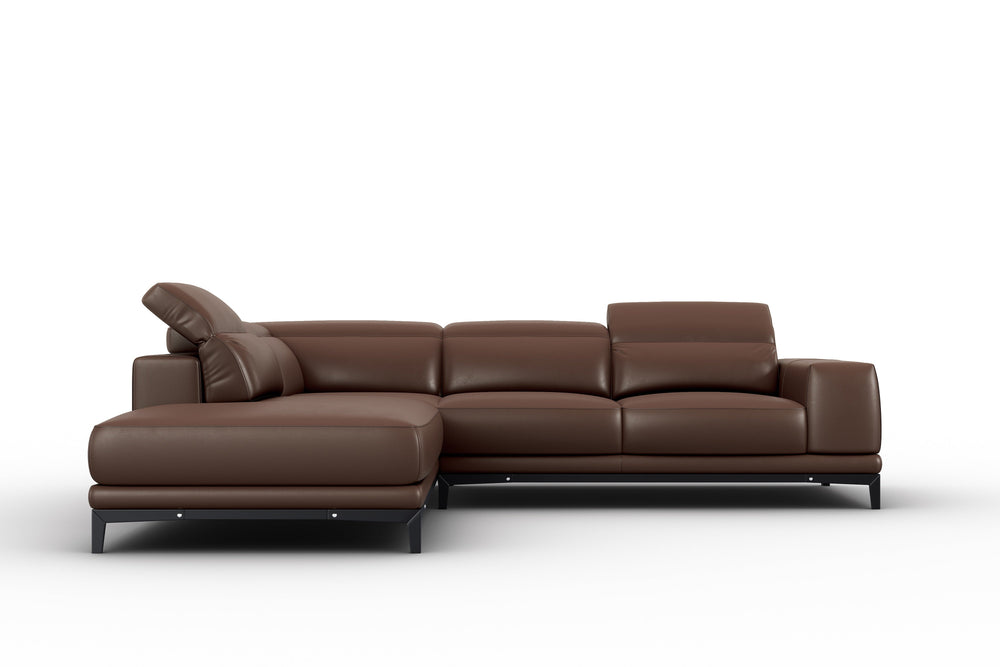 Valencia Valletta Top Grain Leather Sofa, L-Shape with Left Chaise, Dark Brown