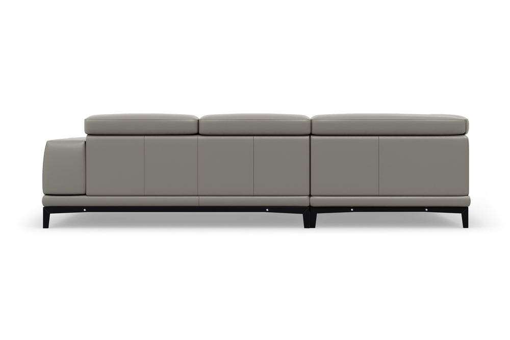 Valencia Valletta Top Grain Leather L-Shape with Left Chaise Sofa, Grey