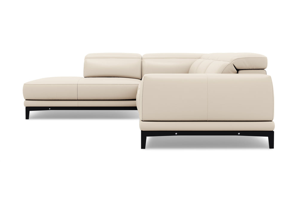 Valencia Valletta Top Grain Leather L-Shape with Left Chaise Sofa, Beige