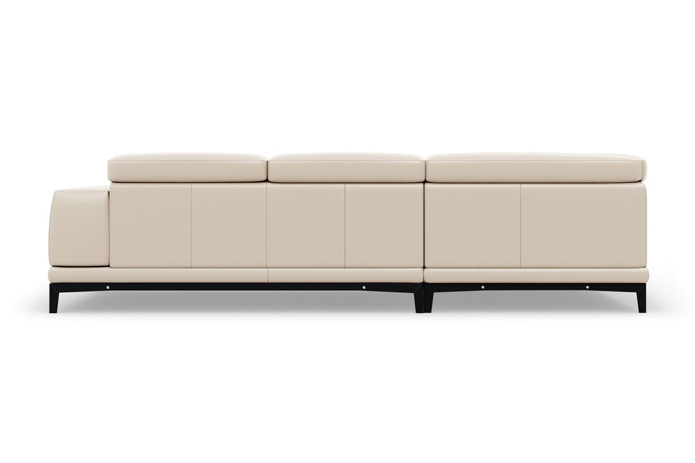 Valencia Valletta Top Grain Leather L-Shape with Left Chaise Sofa, Beige