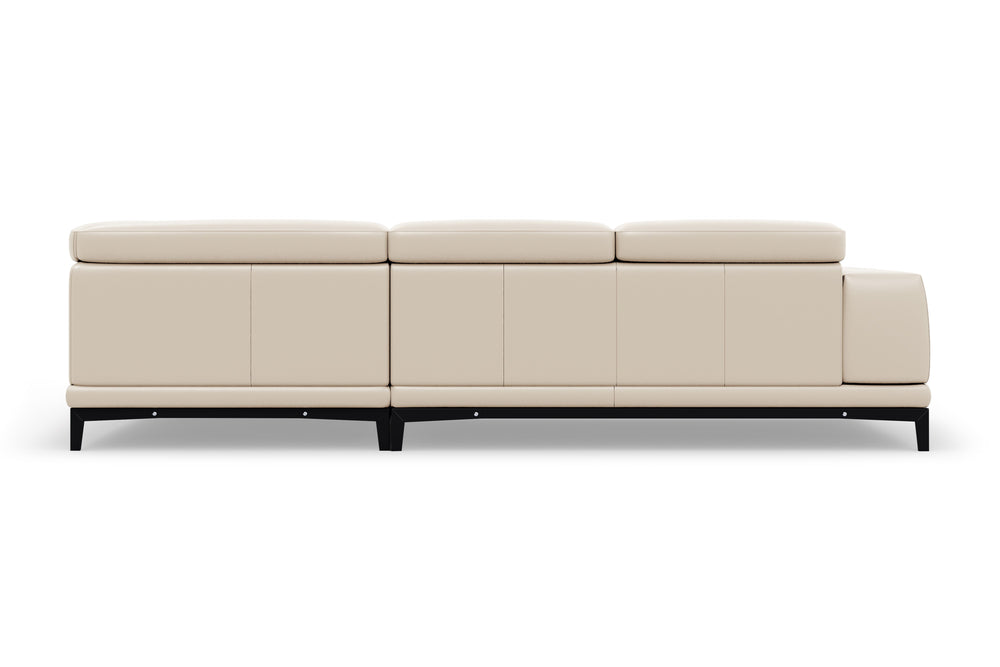 Valencia Valletta Top Grain Leather L-Shape with Right Chaise Sofa, Beige