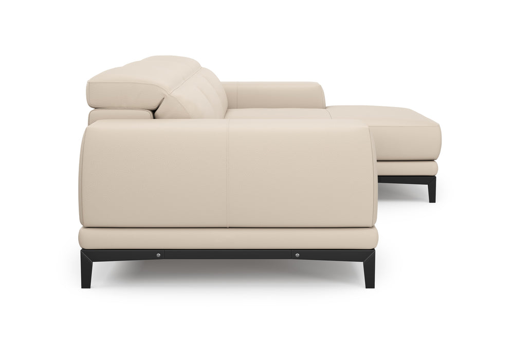 Valencia Valletta Top Grain Leather Three Seats with Right Chaise Sofa, Beige