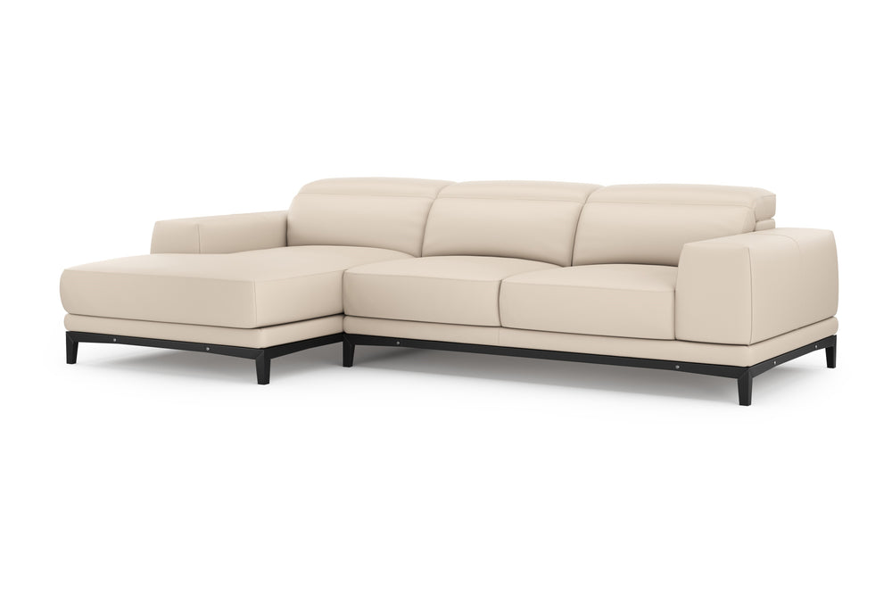 Valencia Valletta Top Grain Leather Three Seats with Left Chaise Sofa, Beige