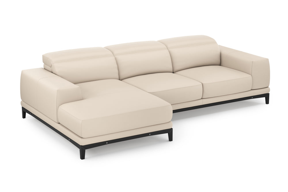 Valencia Valletta Top Grain Leather Three Seats with Left Chaise Sofa, Beige