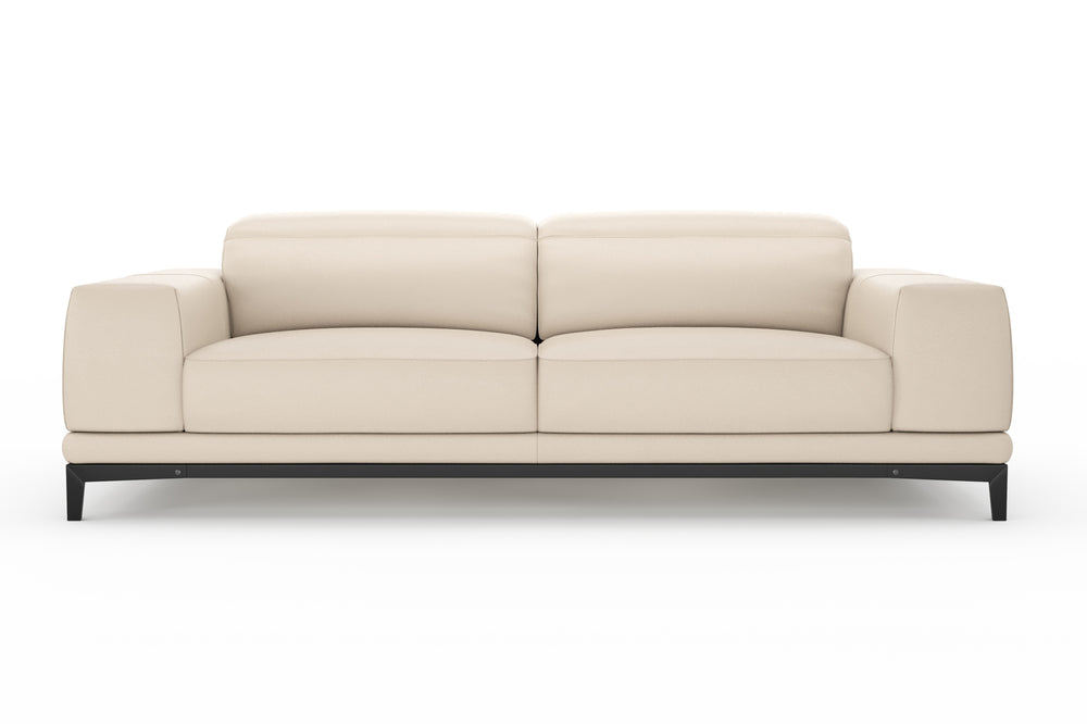 Valencia Valletta Top Grain Leather Wide Seats Sofa, Beige