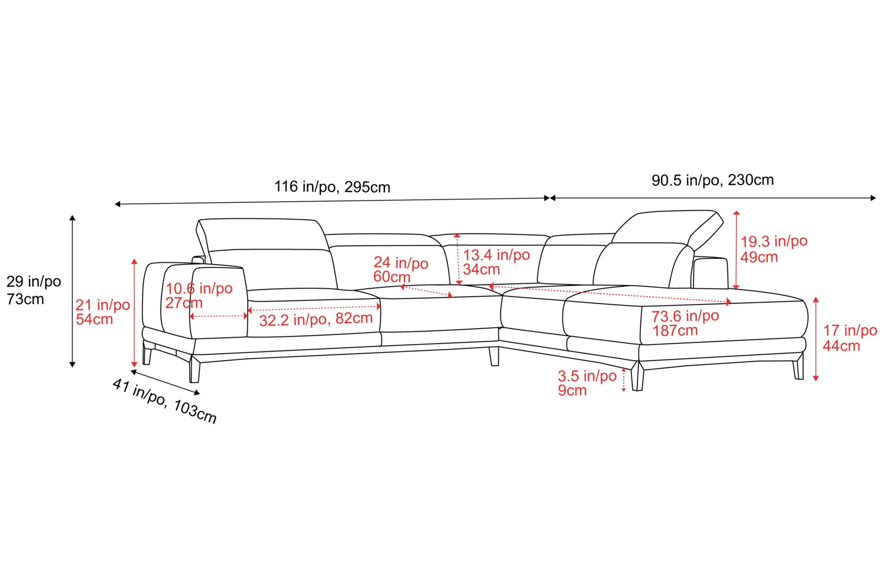 Valletta Leather Corner Sectional Sofa