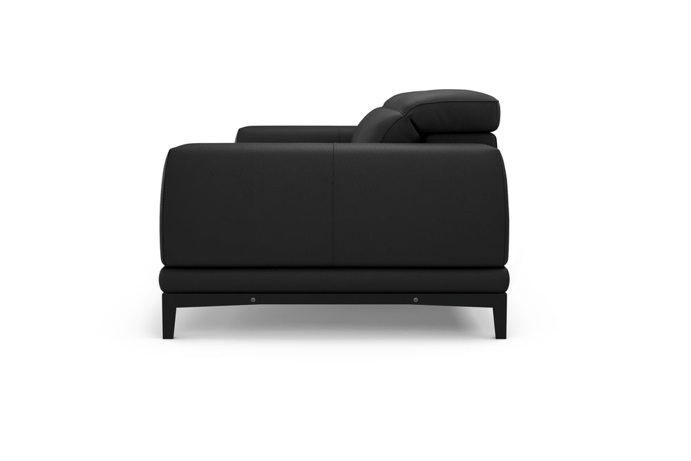 Valencia Valletta Top Grain Leather Loveseat Sofa, Black