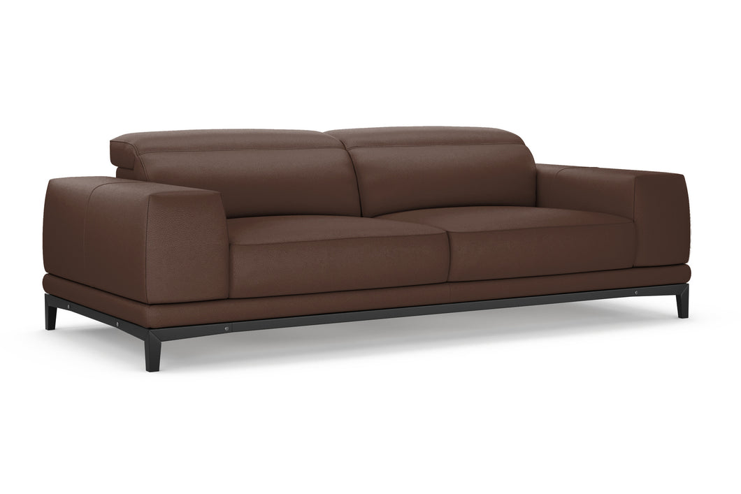Valencia Valletta Top Grain Leather Wide Seats Sofa, Dark Brown