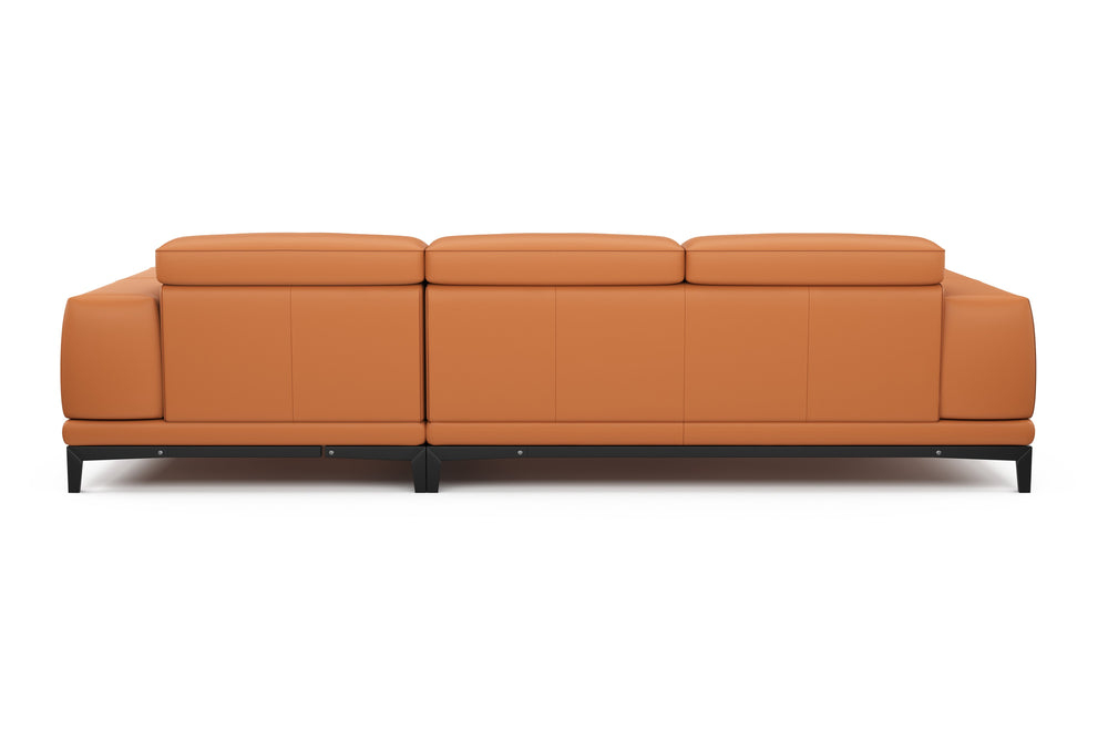 Valencia Valletta Top Grain Leather Three Seats with Right Chaise Sofa, Cognac