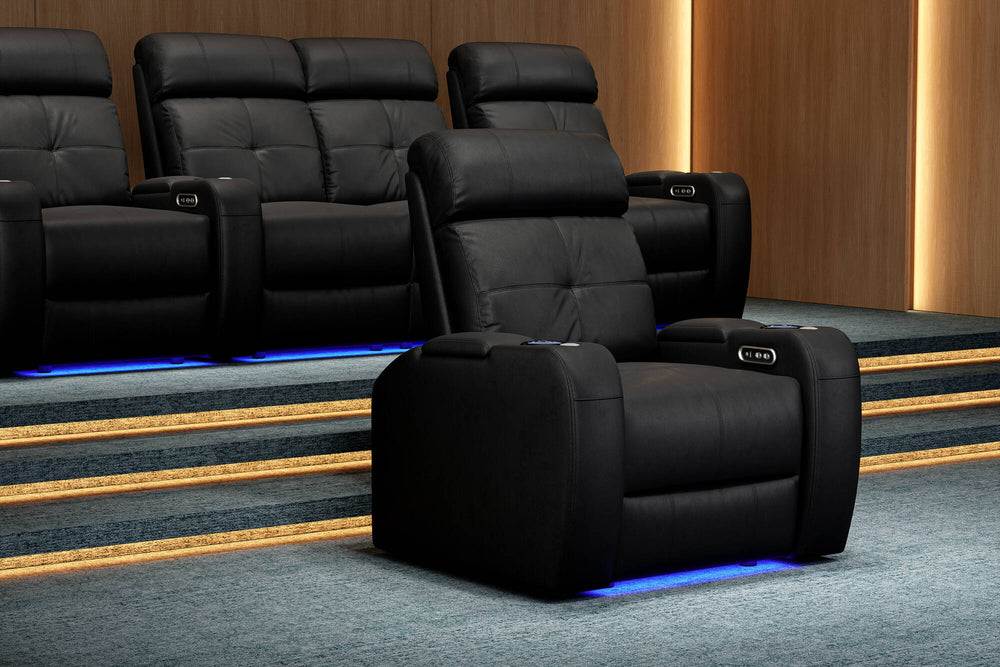 Valencia Piacenza Leather Home Theater Seating Power Headrest Single, Black