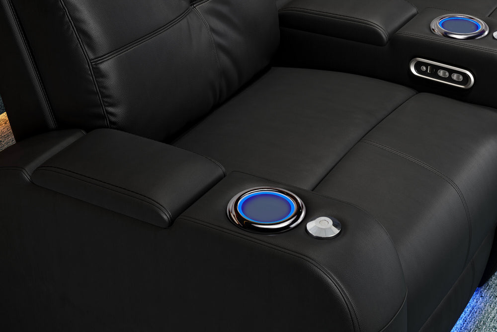 Valencia Piacenza Leather Home Theater Seating Power Headrest Single, Black