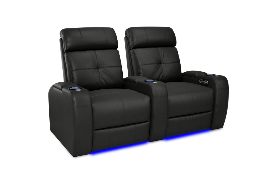 Valencia 2025 New Verona Leather Home Theater Seating Power Headrest Row of 2, Black