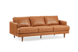 Valencia Grosseto Top Grain Leather Three Seats Sofa, Cognac_Left Angle View
