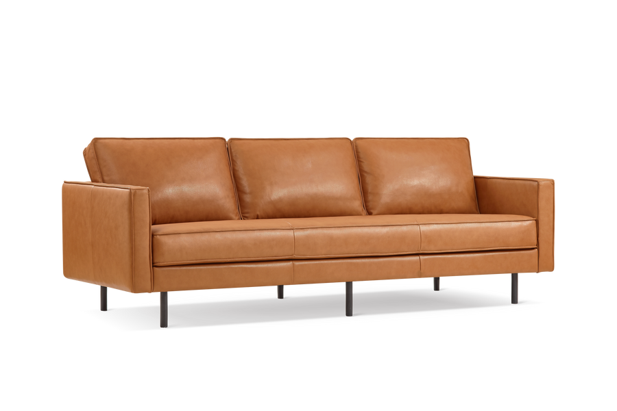 Valencia Varese Top Grain Leather Three Seats Sofa, Cognac