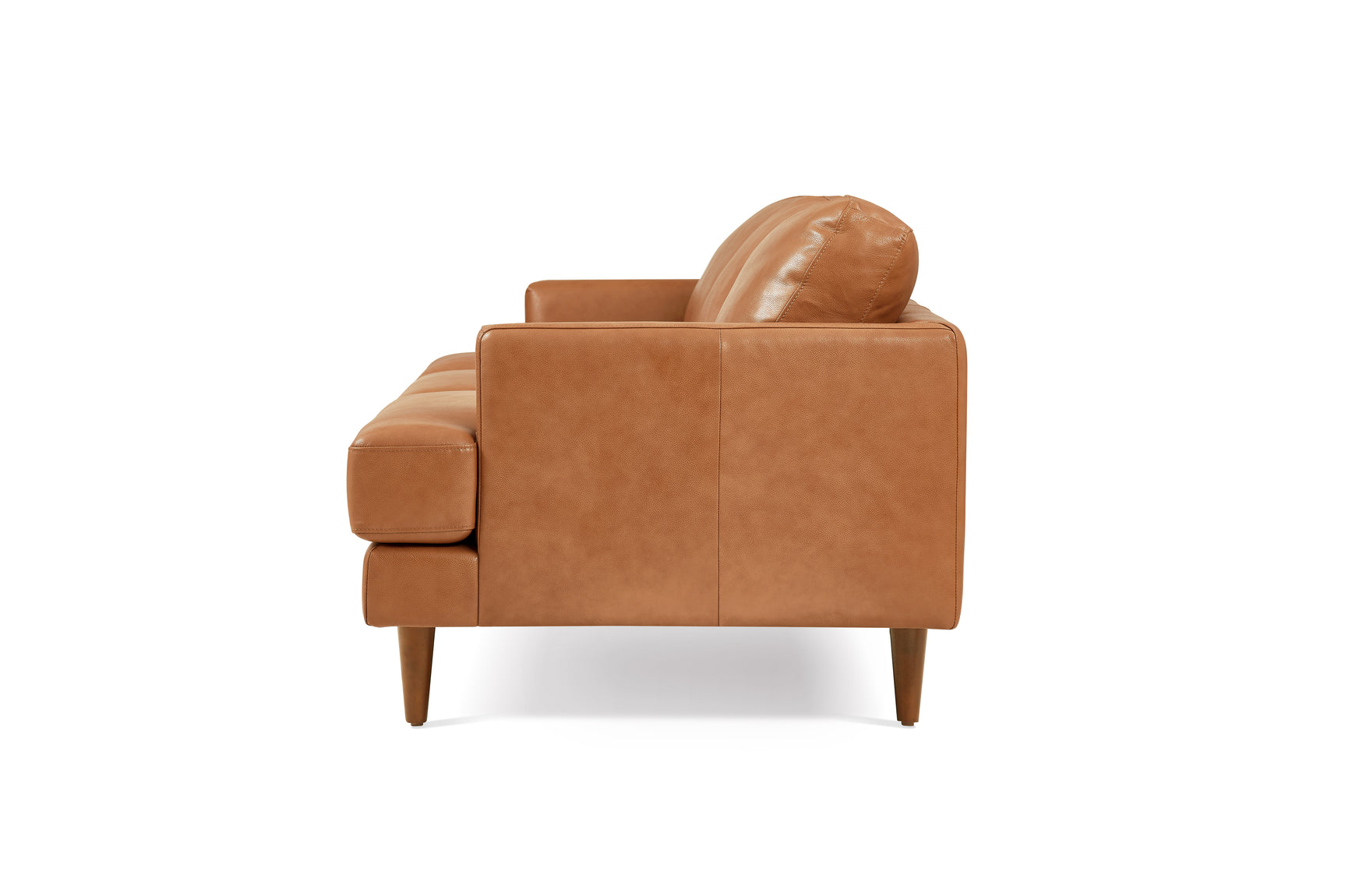 Sofa's Right Side View of Valencia Grosseto Top Grain Leather Three Seats Sofa, Cognac