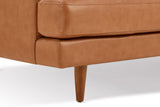 Sofa's Leg Close Up View of Valencia Grosseto Top Grain Leather Three Seats Sofa, Cognac