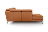 Valencia Pista Modern Top Grain Leather Reclining Sectional Sofa with Left-Hand Facing Chaise, Cognac White background picture Back picture