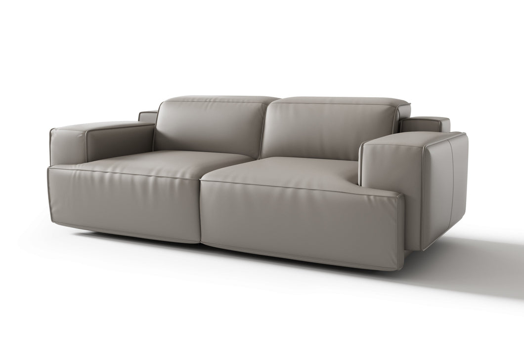 Valencia Valentina Leather Loveseat Recliner Sofa, Light Grey