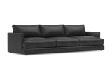 Valencia Serena Leather Three Seats Sectional Sofa, Black