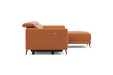 Valencia Andria Cognac Leather Reclining Sectional Sofa | Modern Luxury Right side diagram