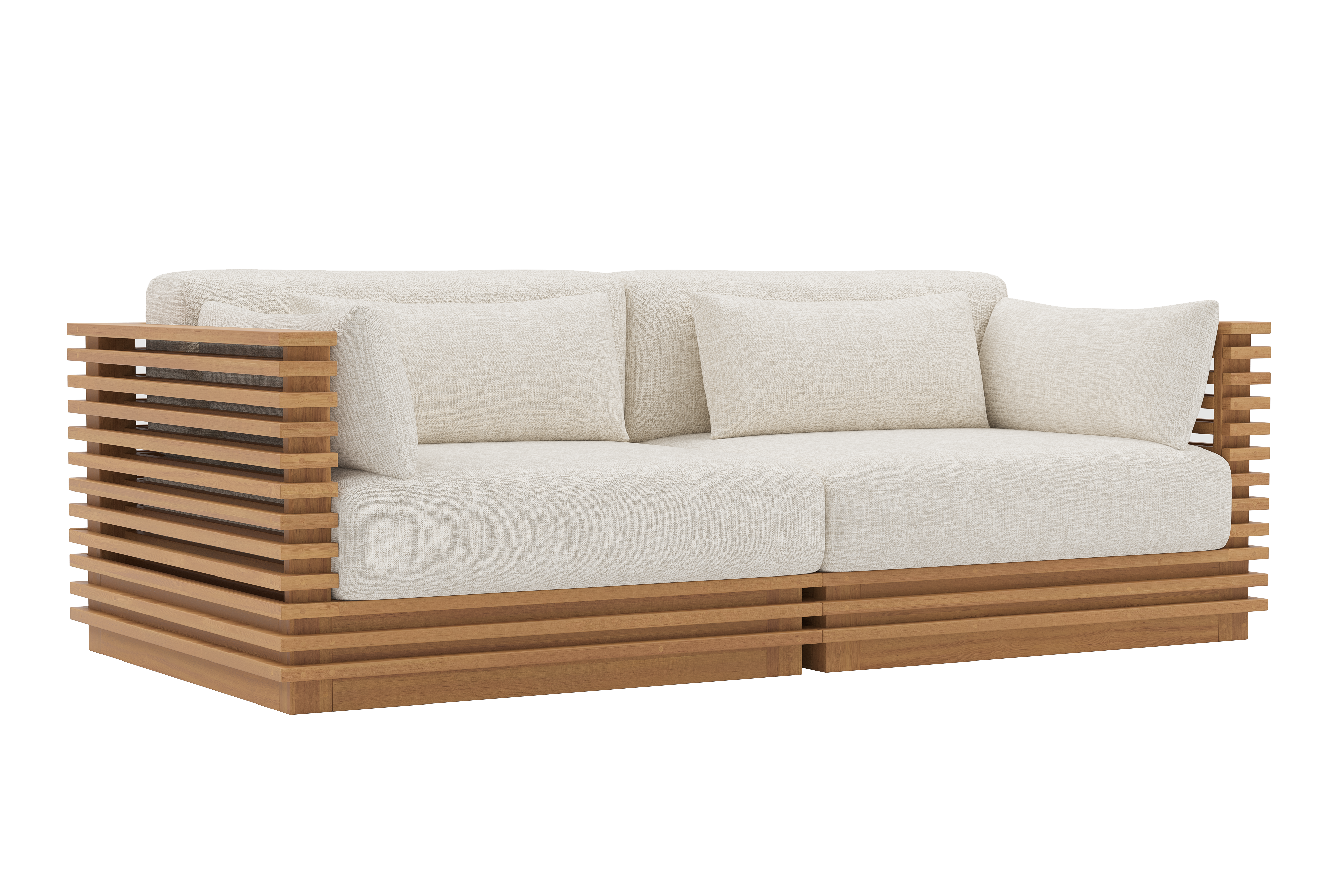 Valencia Elise Fabric Sectional Outdoor Loveseat Sofa, Beige Front View First View