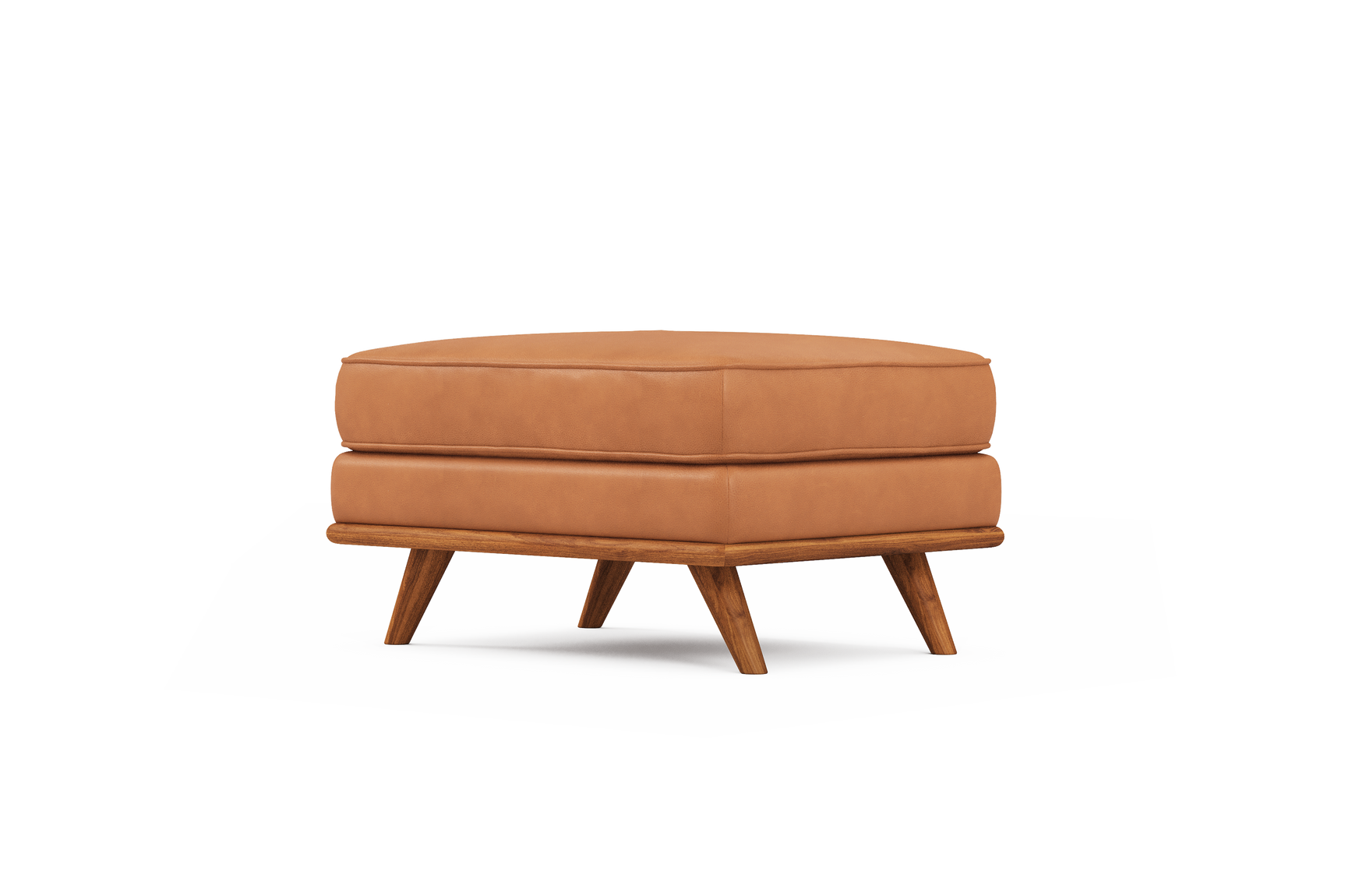 Valencia Artisan Top Grain Leather 
Cognac Ottoman Front View