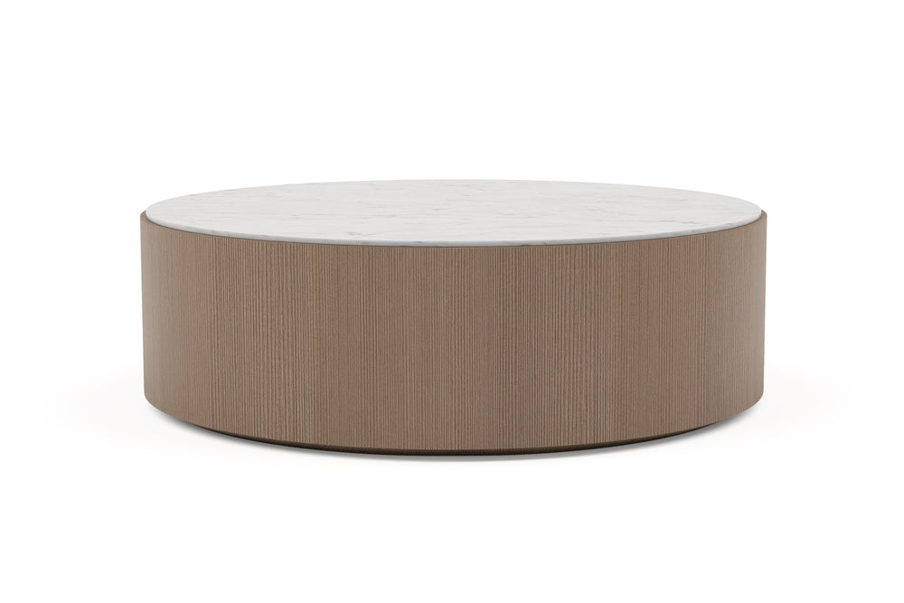 Valencia Peyton Marble and Wood Round Coffee Table