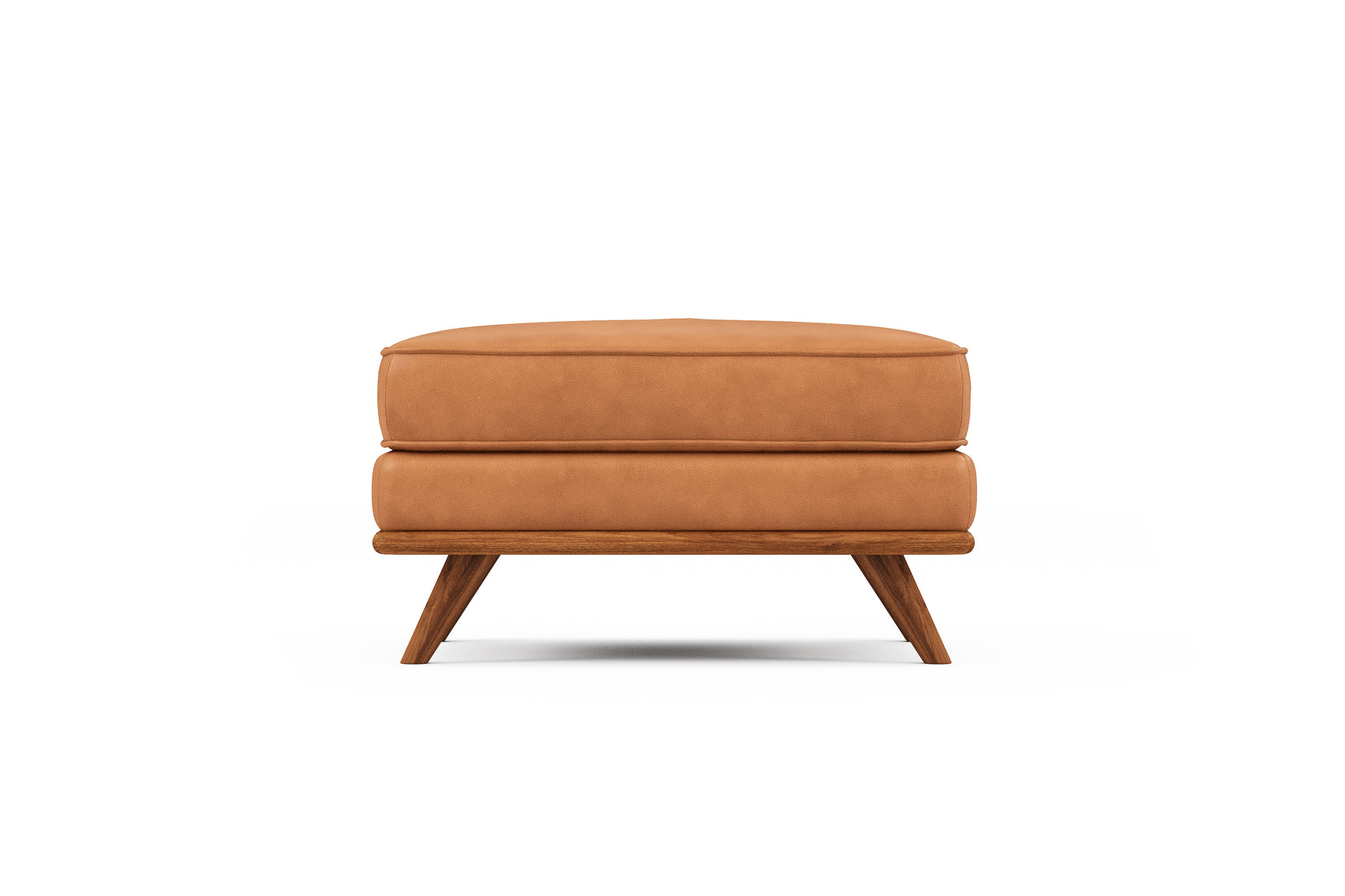 Valencia Artisan Top Grain Leather 
Cognac Ottoman Right side picture White background diagram