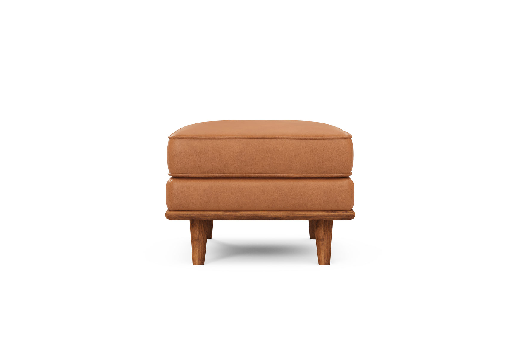Valencia Artisan Top Grain Leather 
Cognac Ottoman White background diagram