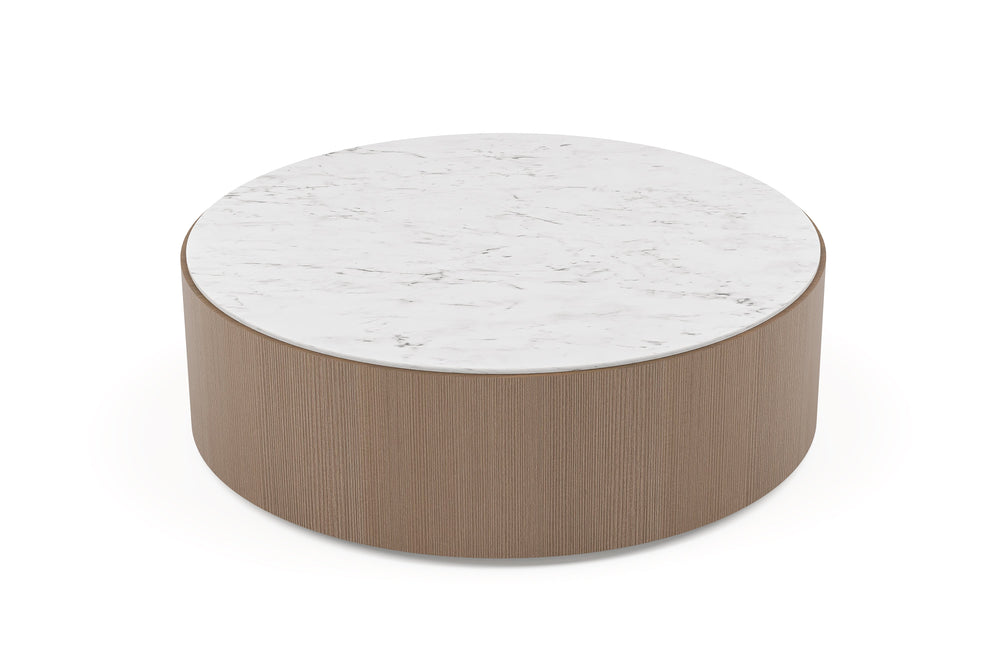 Valencia Peyton Marble and Wood Round Coffee Table