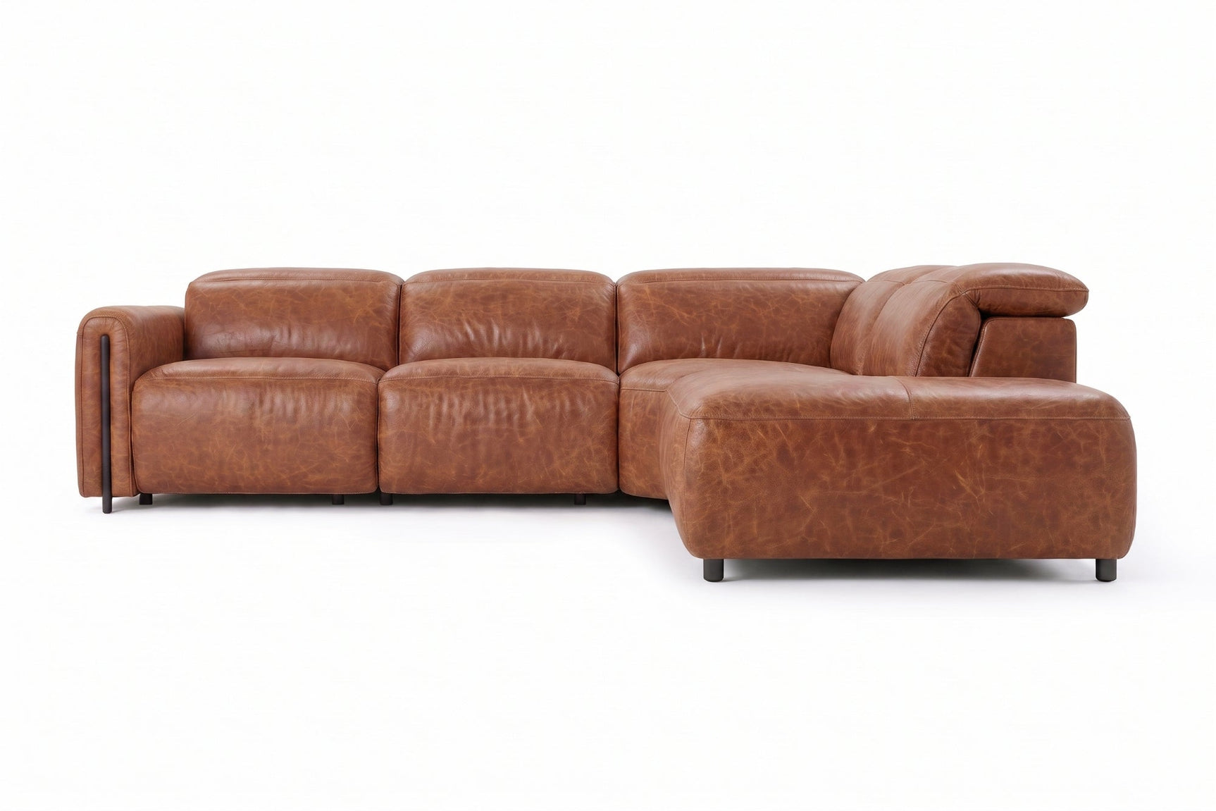 Octavia Distressed Italian Aniline Leather Reclining Corner Sectional Sofa
