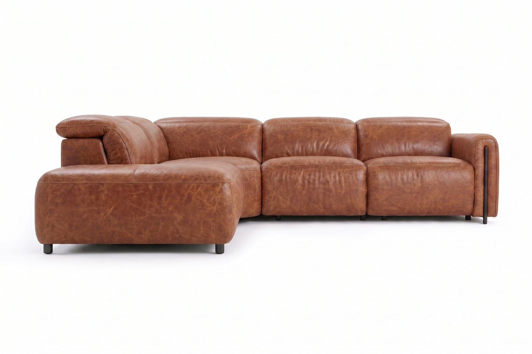 Octavia Distressed Italian Aniline Leather Reclining Corner Sectional Sofa