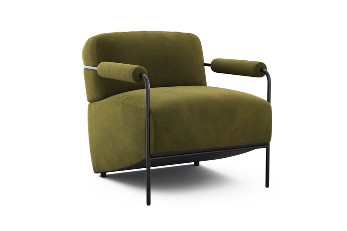 Valencia Arianna Parisian Velour Fabric Accent Chair, Dark Green