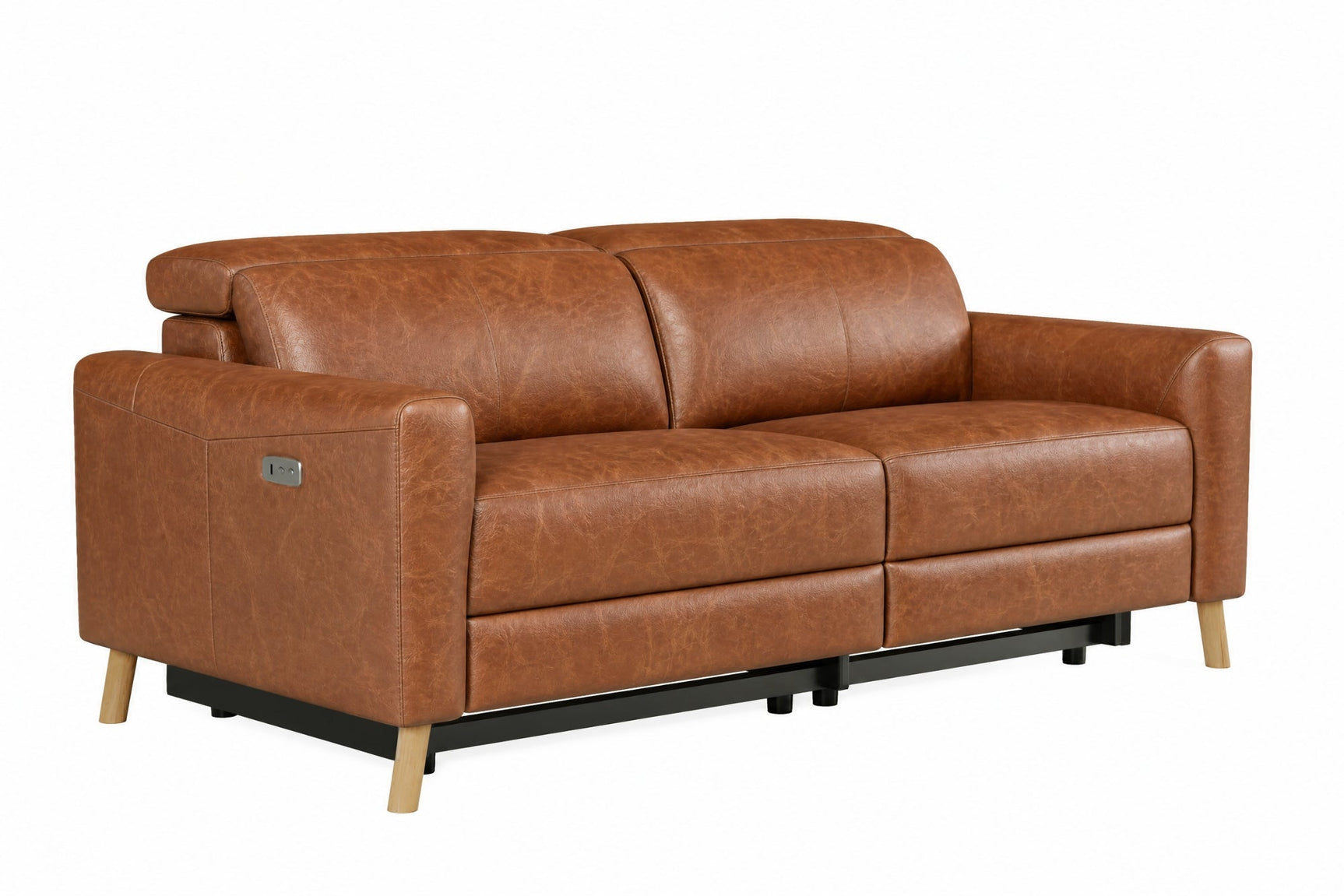 Elodie Distressed Italian Aniline Leather Dual Recliner Sofa