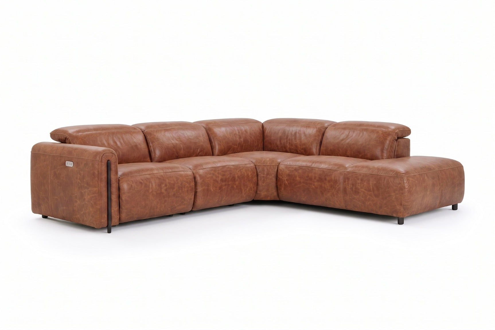 Octavia Distressed Italian Aniline Leather Reclining Corner Sectional Sofa