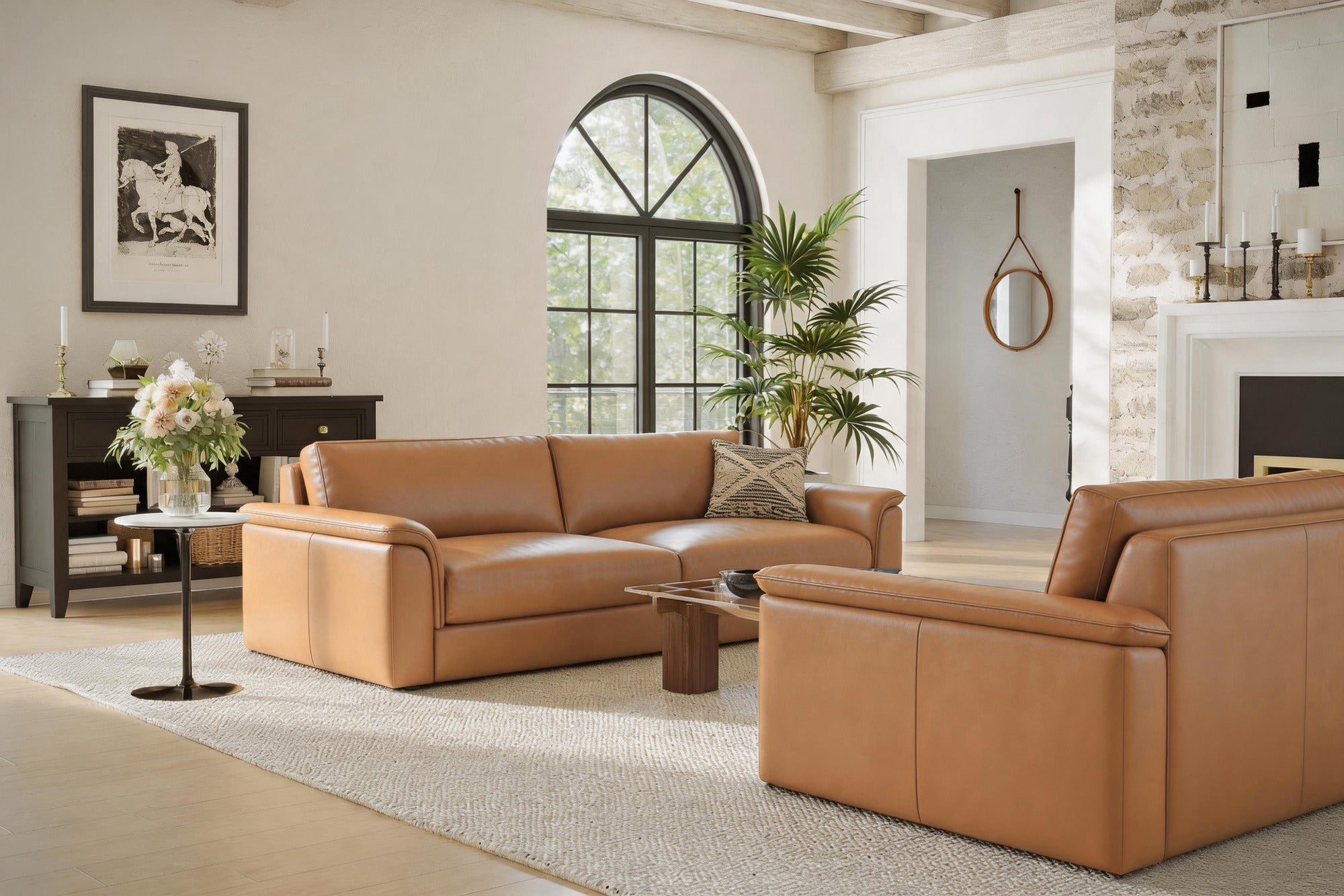 ◆chevignon◆collection◆Sahara Zaira Aniline Leather Sofa | Wide Arms & Plush Cushions | Valencia