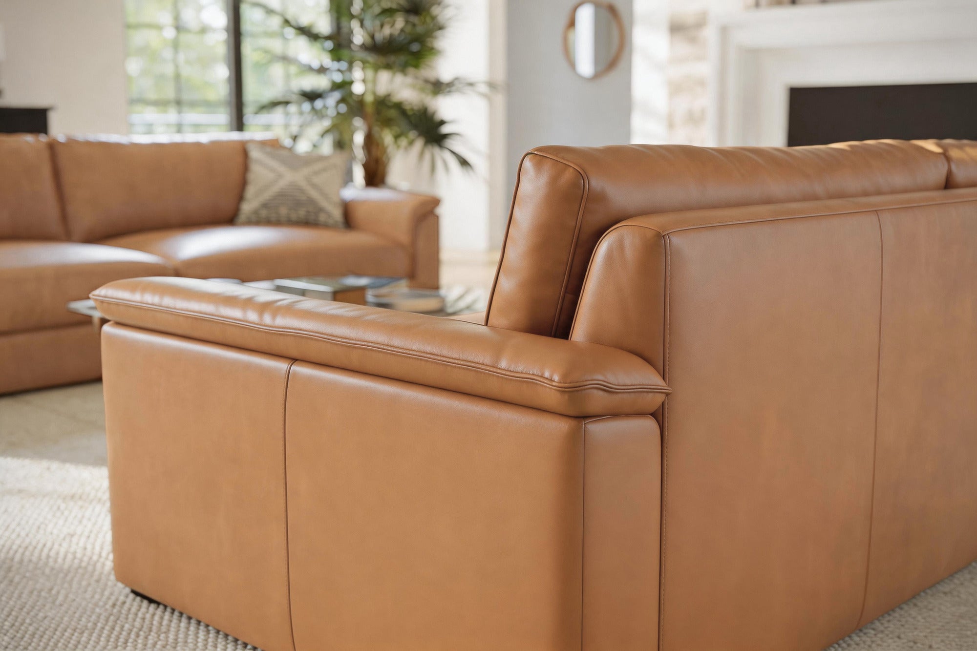 Zaira Aniline Leather Sofa | Wide Arms & Plush Cushions | Valencia
