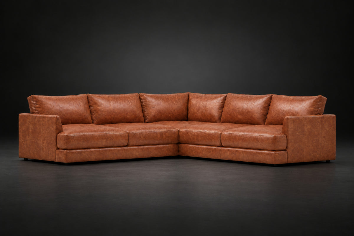 Serena Distressed Leather Corner Sectional Sofa