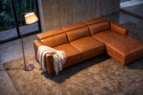 Andria Distressed Italian Aniline Leather Power Reclining Sectional Sofa